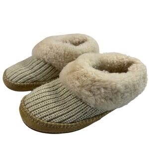 UGG Wrin Australia Womens Knit Sheepskin Slippers Beige Tan 1020146 Size 10